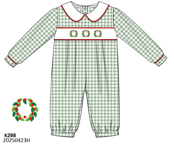 Put a Wreath On It Smocked Romper