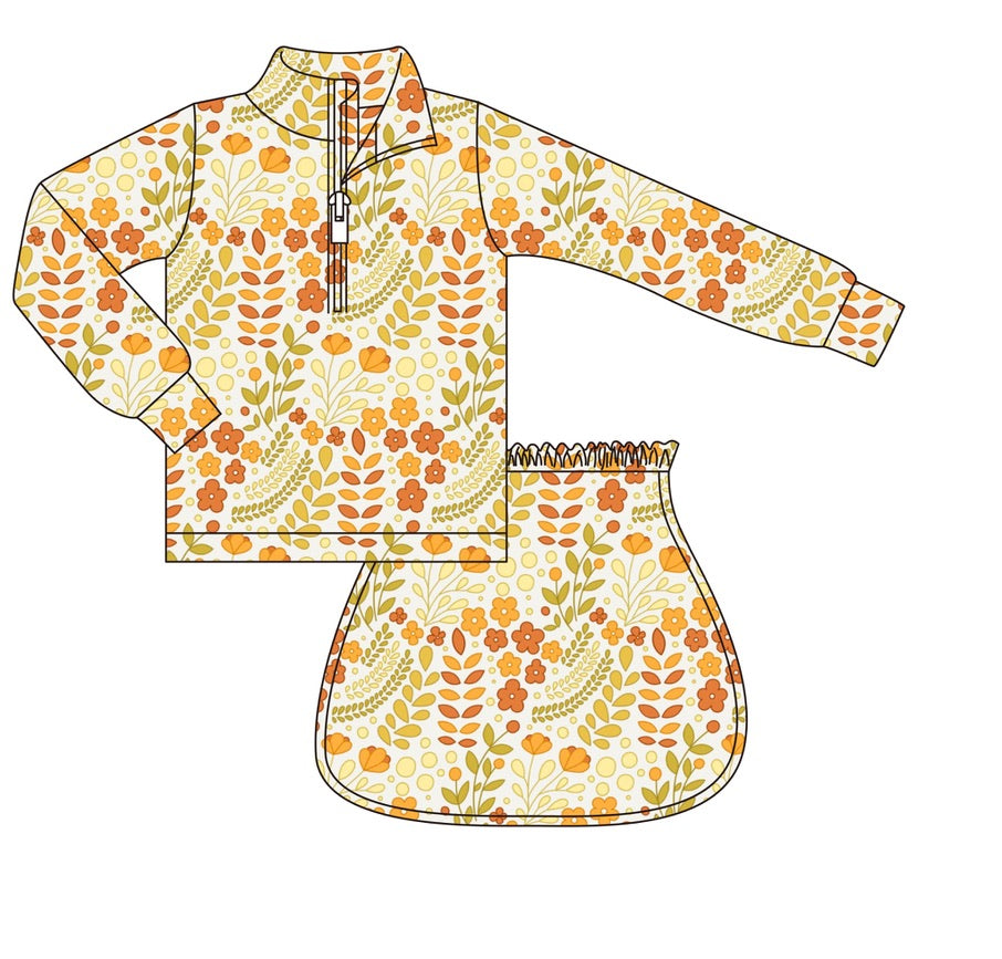 Girls Yellow Floral Skort Set - ETA SEPTEMBER