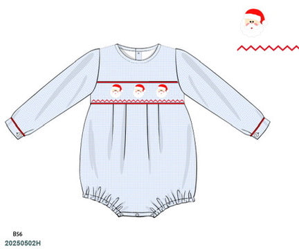 Santa Cutie Smocked Boys Bubble
