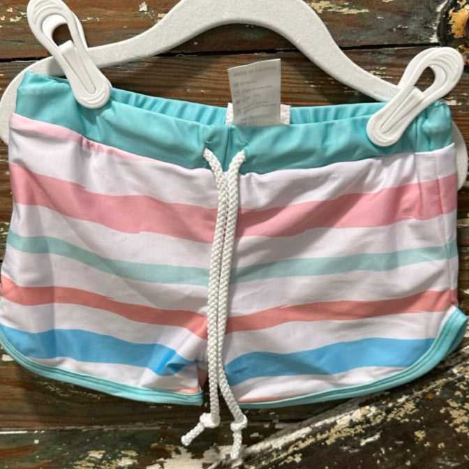 Pastel Stripe Collection - Boy Watercolor Striped Swim Trunks