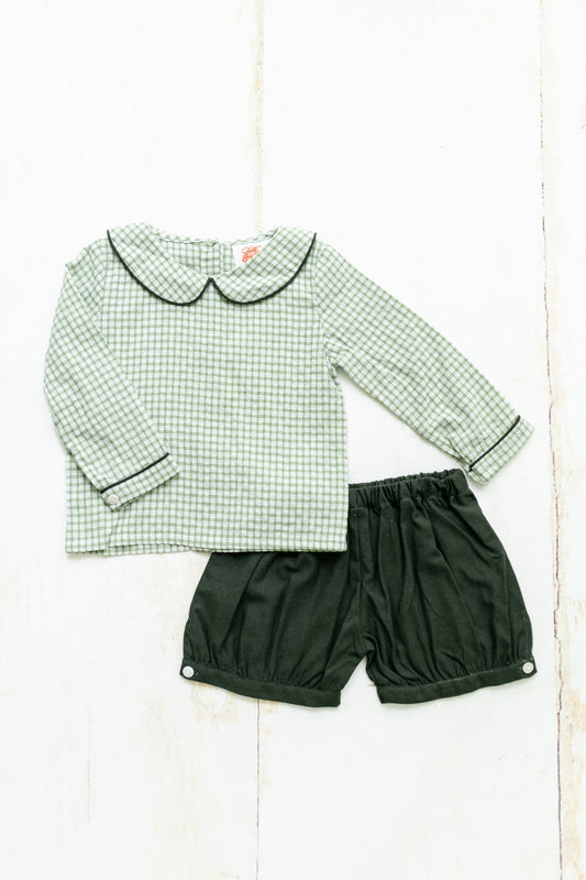 Preppy Petals & Green Gingham - Boy Short Set