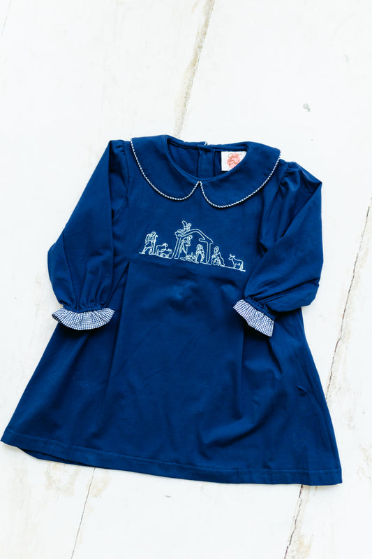 Navy Nativity - Girl Dress