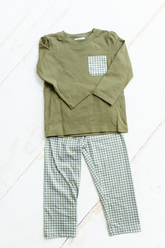 Fall Florals & Gingham - Boy Pant Set