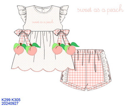 Sweet as a Peach Girls Shorts Set