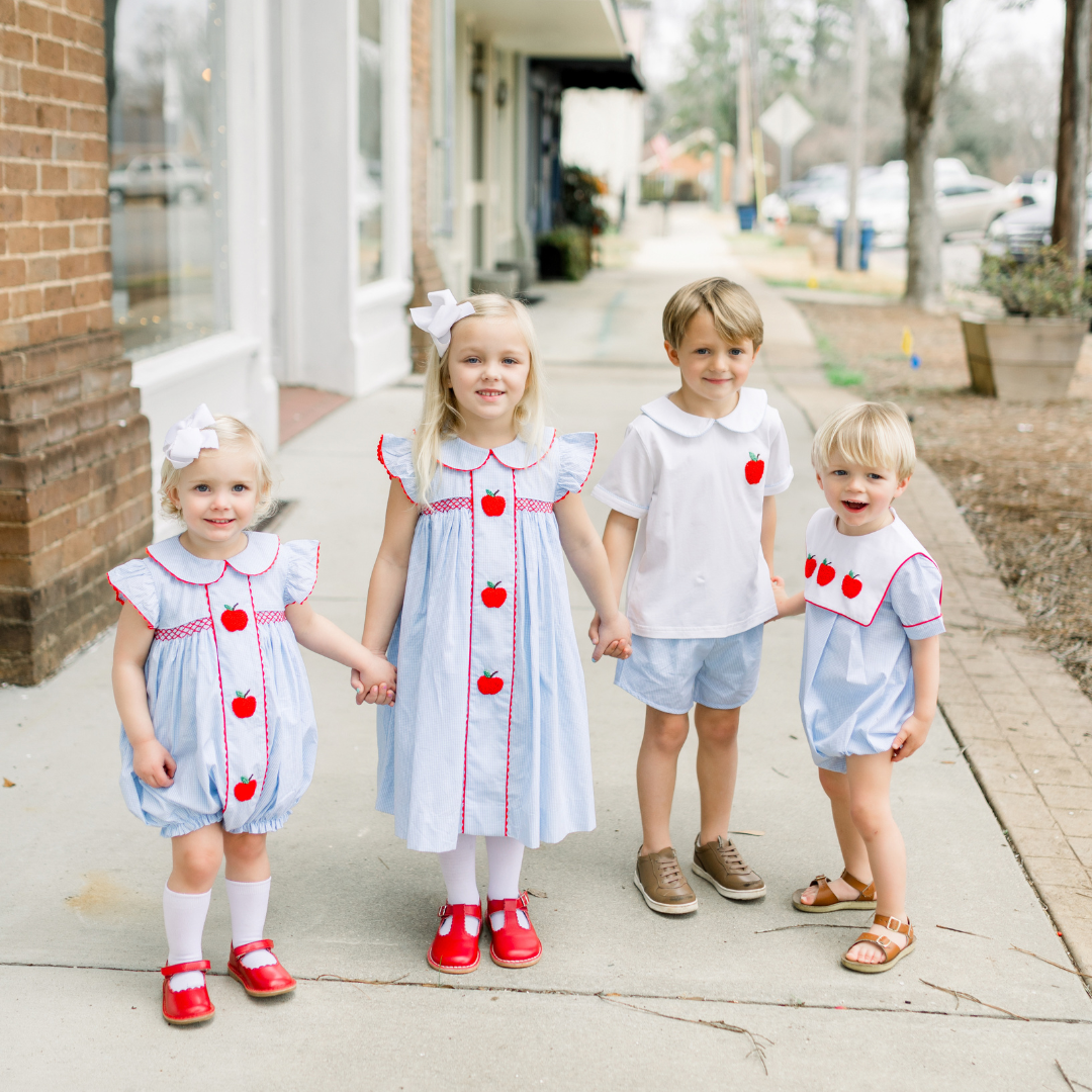 French Knot 101 Boys Apple Shorts Set