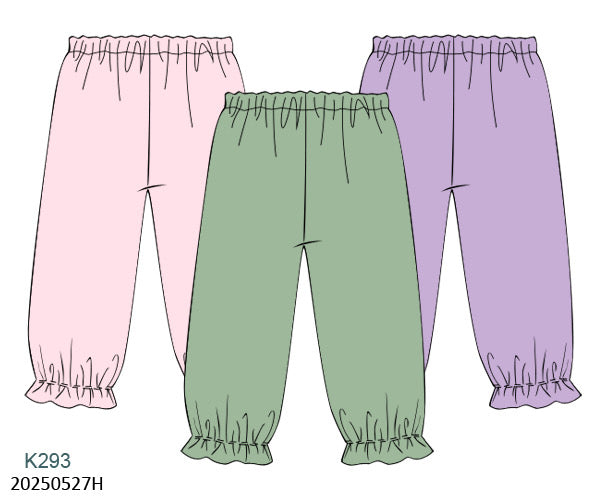 3-Pack Girls Ruffled Pants in Pink/Feldspar Green/Purple