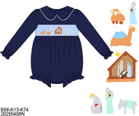 Little Nativity Scene Smocked Girls Bubble