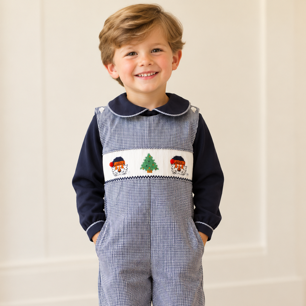Officially Licensed An Aubie Claus Christmas Smocked Boys Longall Set