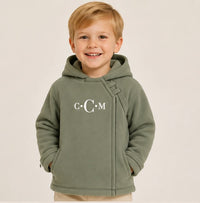 Velcro Fleece Green Coat with Monogram - ETA DECEMBER