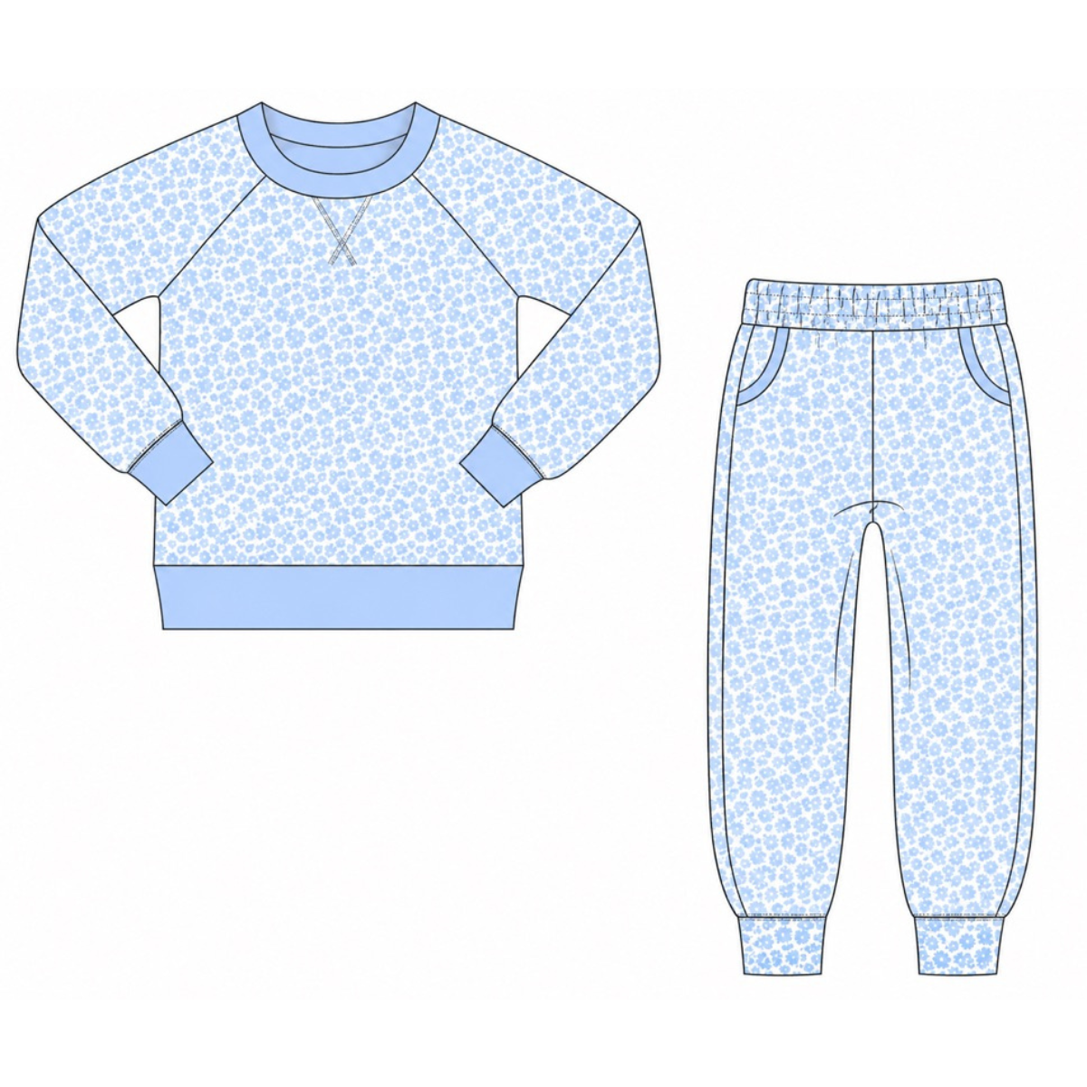 Comfy Club Baby Blue Floral Set - ETA JANUARY