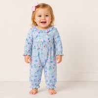 Winter Time Blues Girls Multicolor Floral Romper - ETA DECEMBER