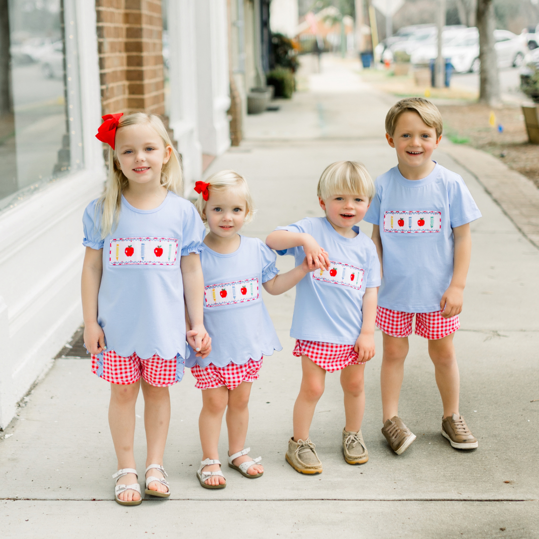 Gingham Apples Boys Apple Shorts Set