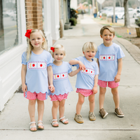 Gingham Apples Girls Apple Shorts Set