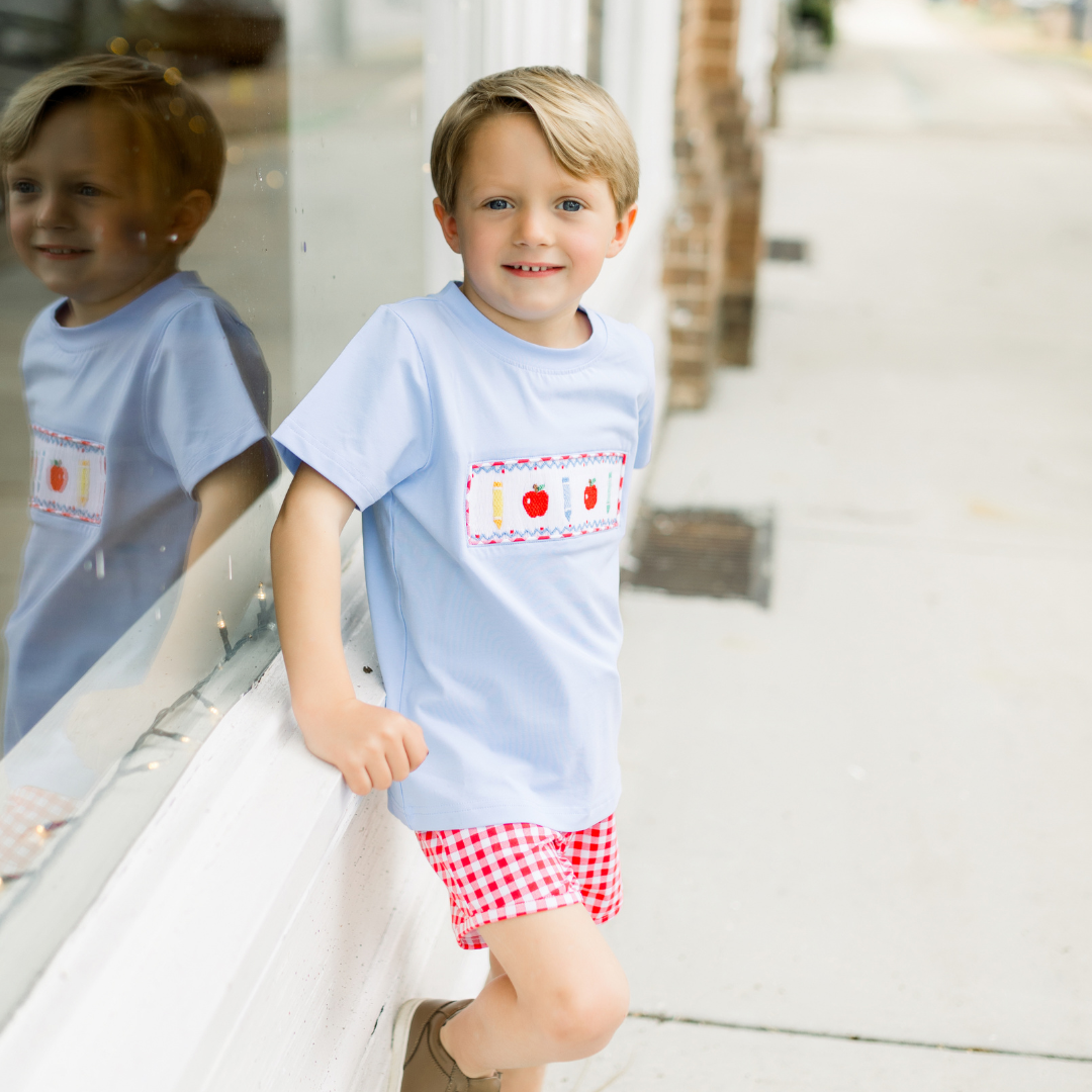 Gingham Apples Boys Apple Shorts Set