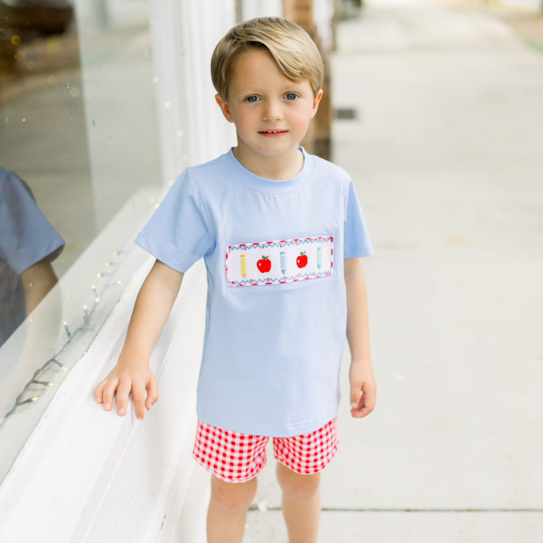 Gingham Apples Boys Apple Shorts Set