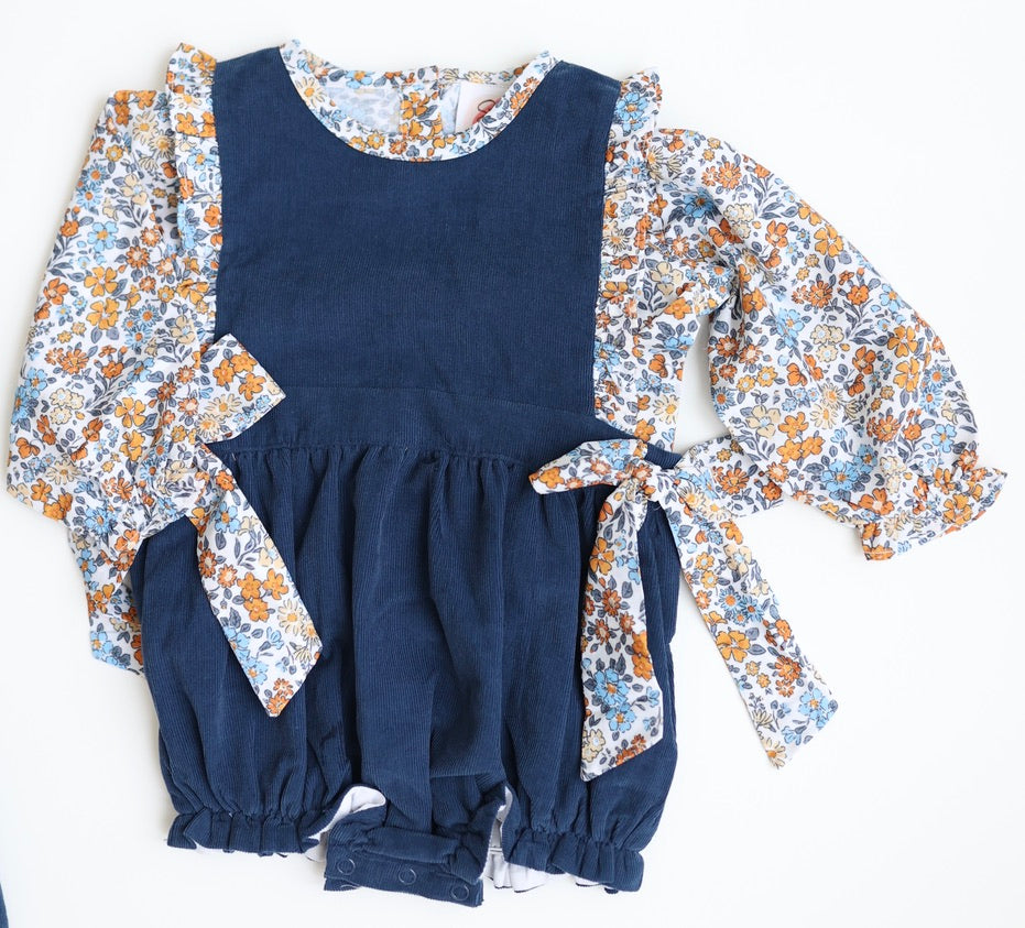 Country Club Floral & Corduroy Girls Bubble Set