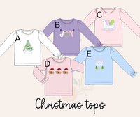 Christmas Tree Monogrammed Name Girls Top