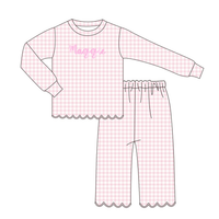 Heirloom Gingham Girls Pink Set with Monogram - ETA DECEMBER