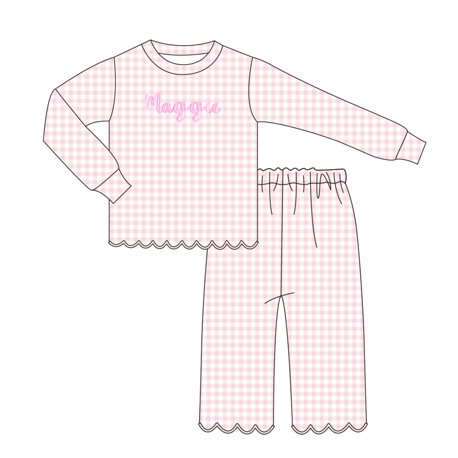 Heirloom Gingham Girls Pink Set with Monogram - ETA DECEMBER