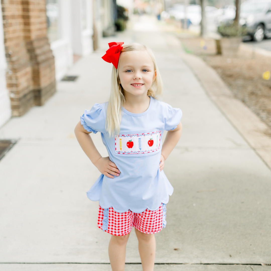 Gingham Apples Girls Apple Shorts Set