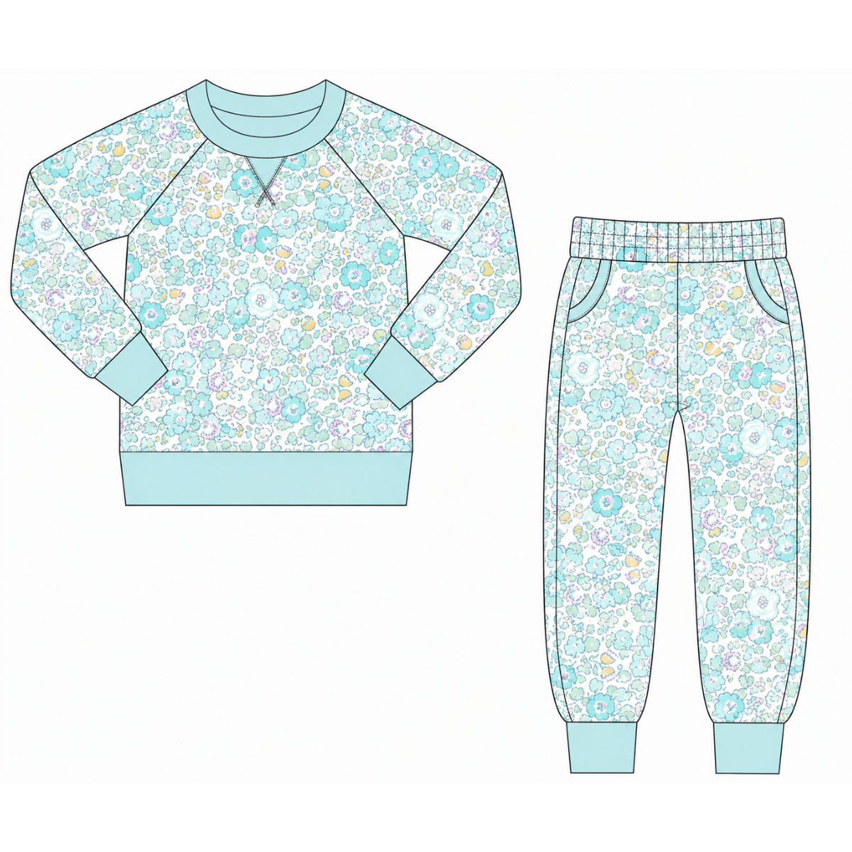 Comfy Club Aqua Floral Set - ETA JANUARY