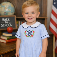 Back to School Navy & Gingham Boys Bubble - ETA JULY