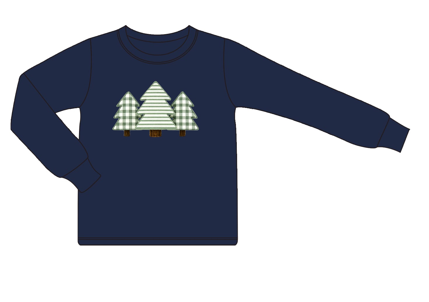 Navy Christmas Trees Long Sleeved T-Shirt - ETA OCTOBER