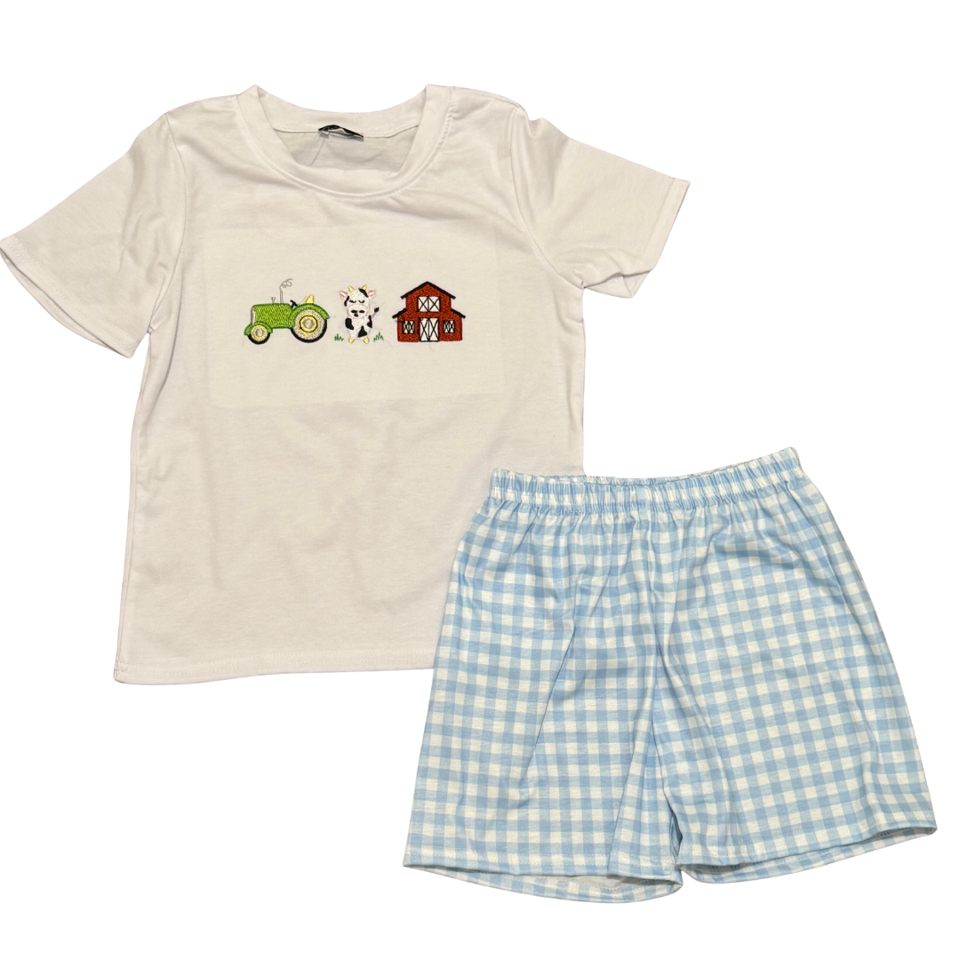 Embroidered Farm Short Set