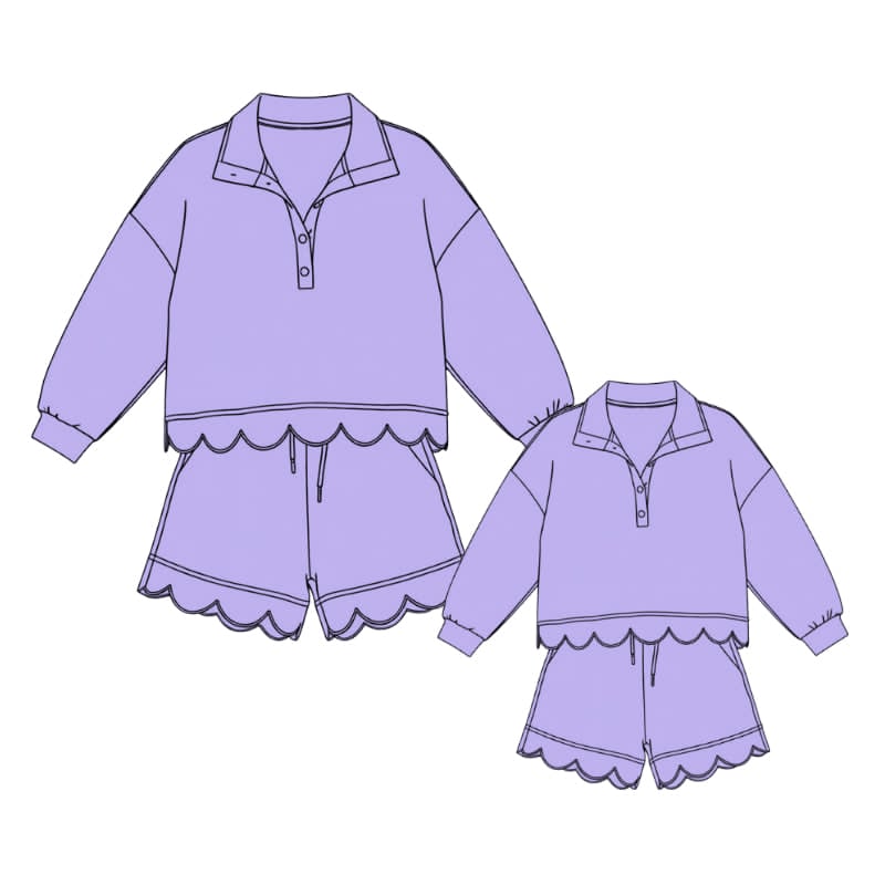 Mom & Me Lavender Scalloped Sweatshirt Set - ETA NOVEMBER