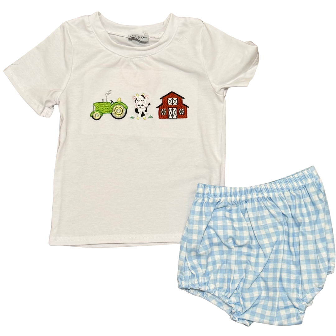 Embroidered Farm Diaper Set