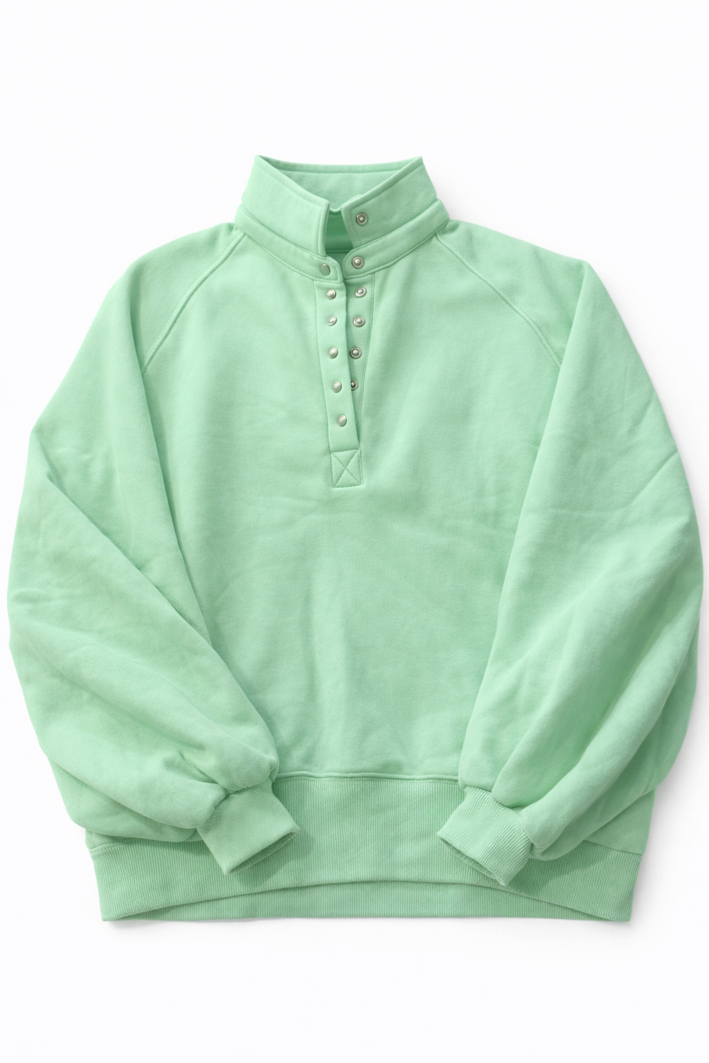 Women's Light Green Snap Collar Pullover