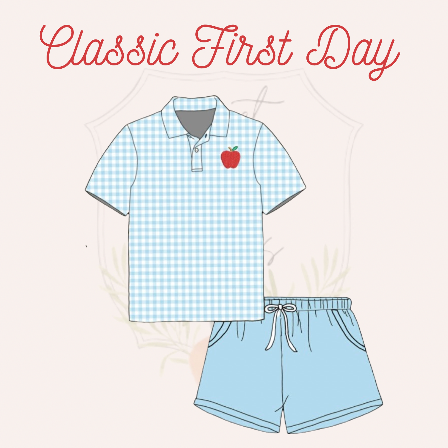 Boys Blue Gingham Classic First Day Outfits - ETA JULY