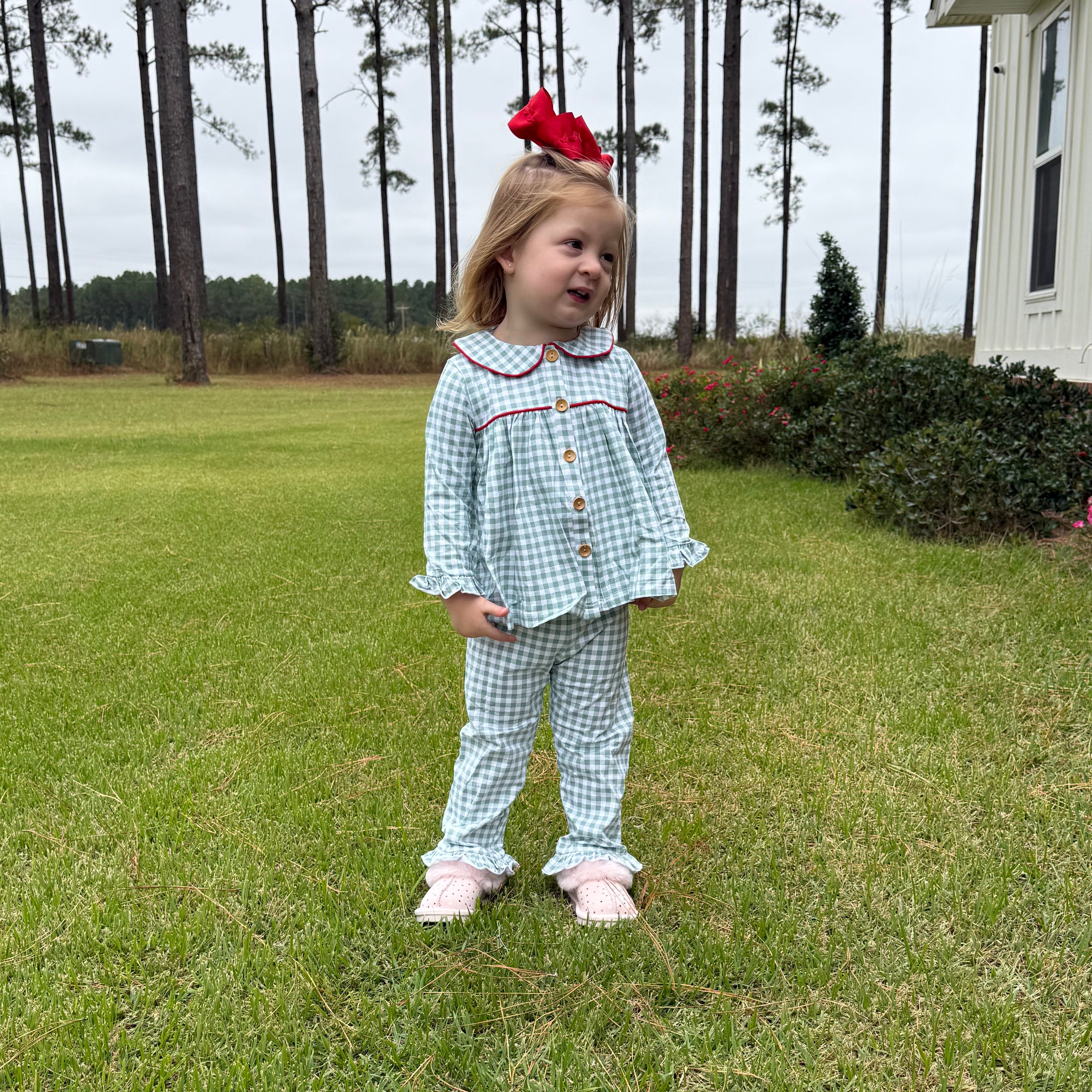 Gingham All the Way Girls Loungewear Set