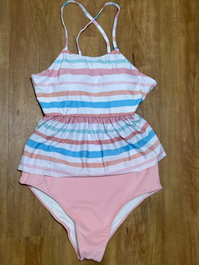 Pastel Stripe Collection - Mom Watercolor Striped Swimsuit