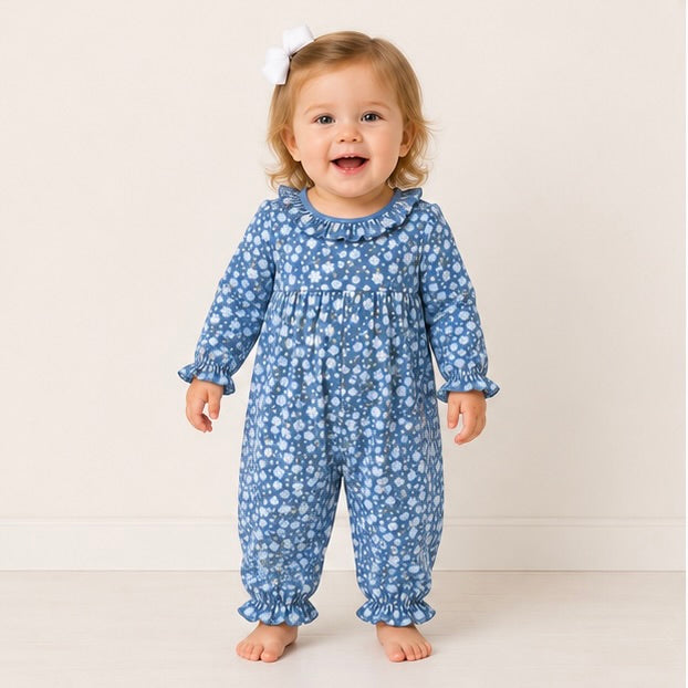 Winter Time Blues Girls Floral Romper - ETA DECEMBER