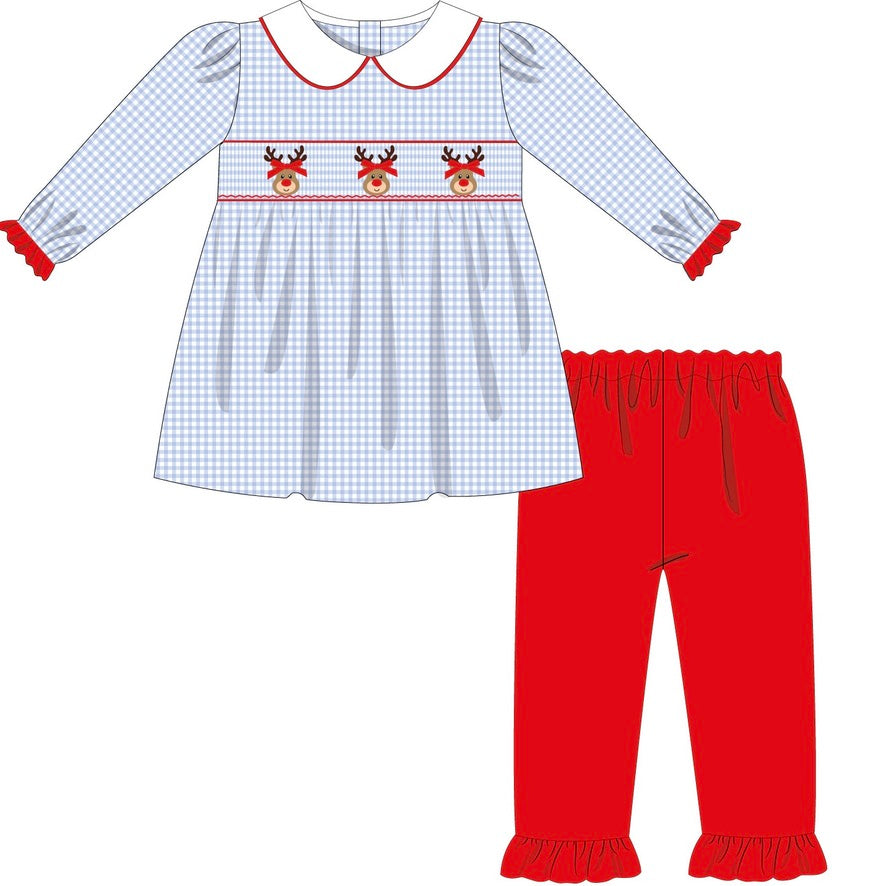 Reindeer Kisses Smocked Girls Set - ETA OCTOBER