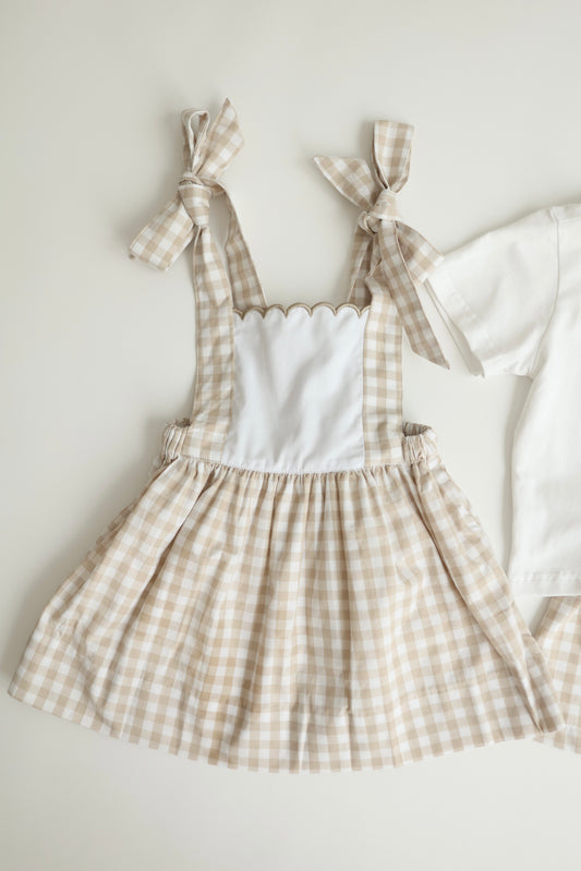 Tan Gingham Dress