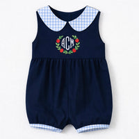 Back to School Navy & Gingham Girls Bubble - ETA JULY