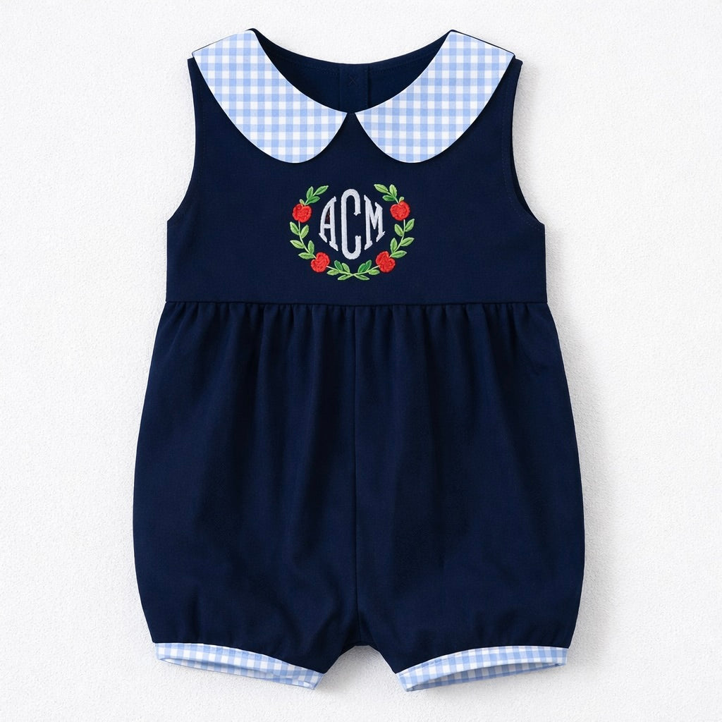 Back to School Navy & Gingham Girls Bubble - ETA JULY