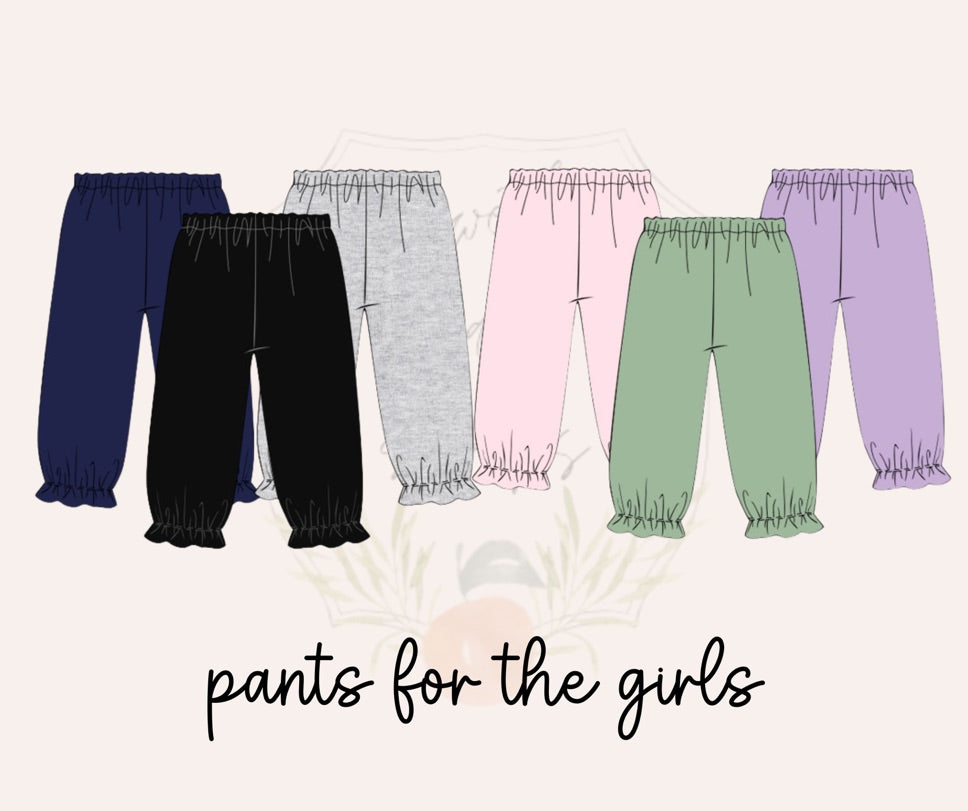 3-Pack Girls Ruffled Pants in Pink/Feldspar Green/Purple