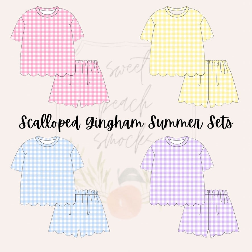 Gingham Scalloped Shorts Sets - ETA MAY