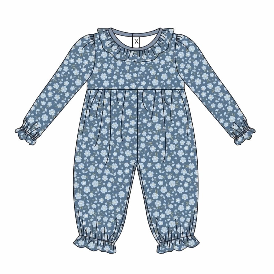 Winter Time Blues Girls Floral Romper - ETA DECEMBER