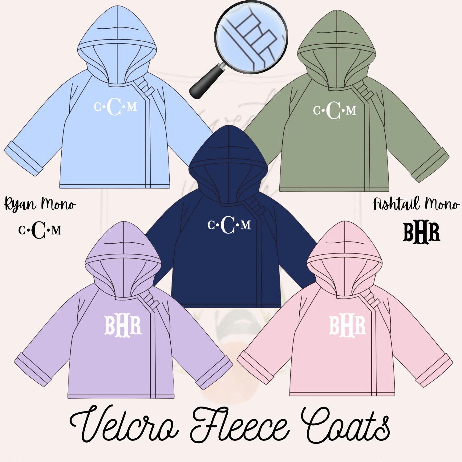 Velcro Fleece Violet Coat with Monogram - ETA DECEMBER