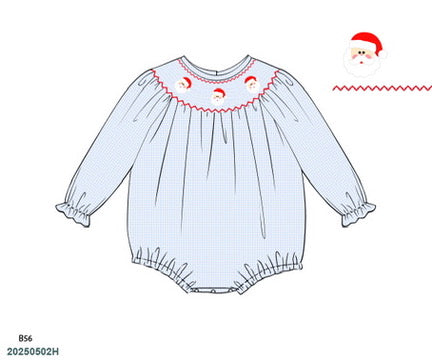 Santa Cutie Smocked Girls Bubble