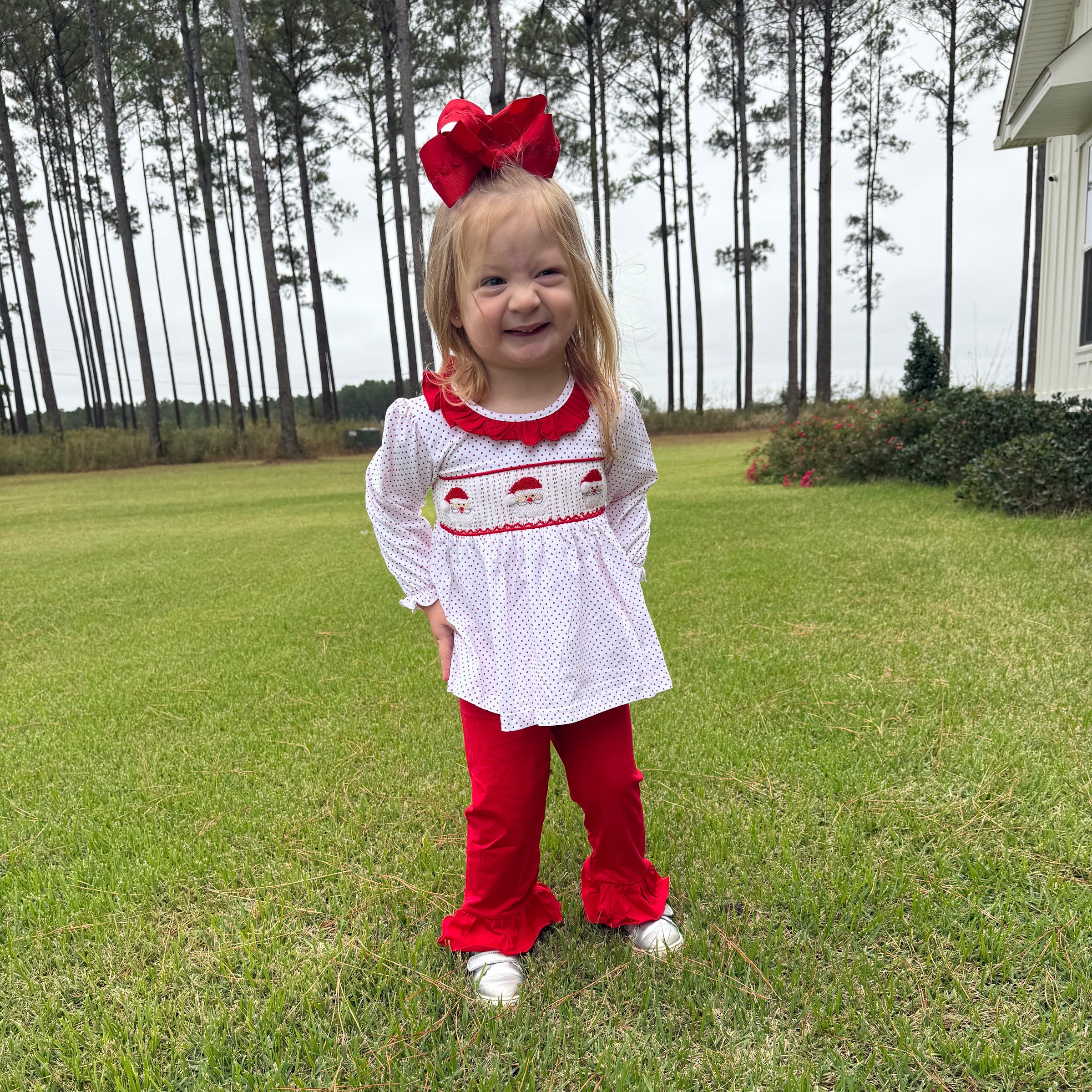 Holly Jolly Smocked Santa Girls Set