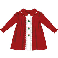 Christmas Heirloom Evergreen Smocked Girls Dress