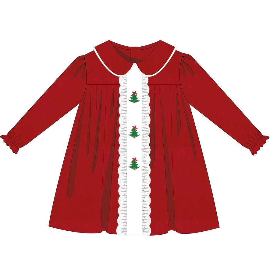 Christmas Heirloom Evergreen Smocked Girls Dress