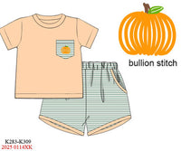 Pumpkin Stripes Boys Shorts Set