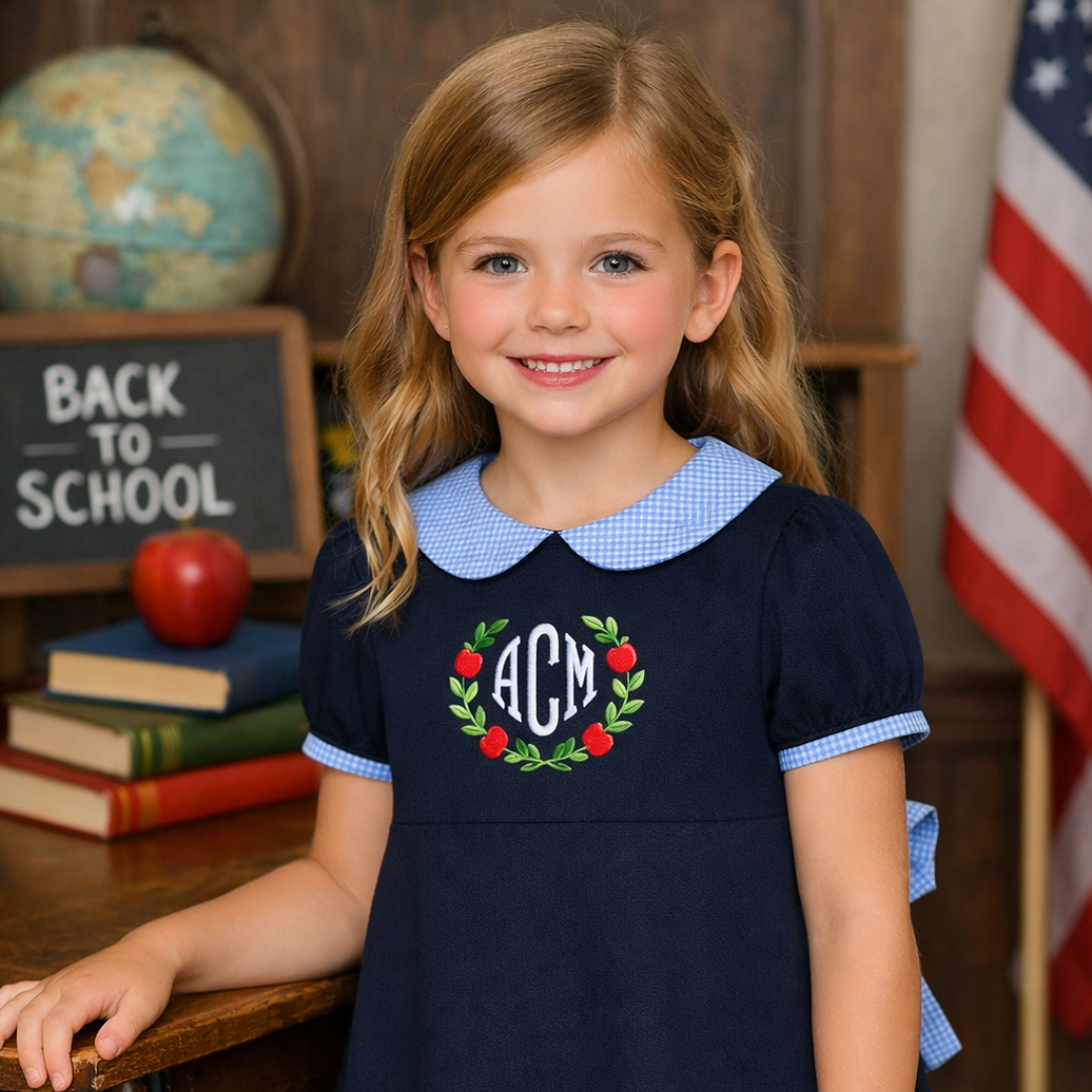 Back to School Navy & Gingham Dress - ETA JULY