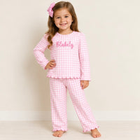 Heirloom Gingham Girls Pink Set with Monogram - ETA DECEMBER